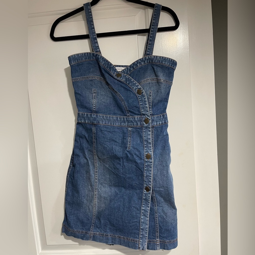 Amazing see by CHLOE denim mini dress size 1 small